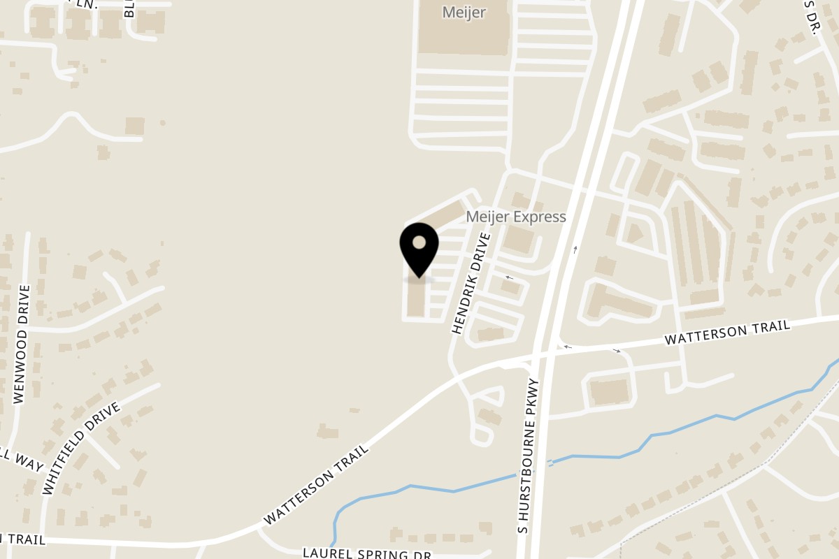 Map showing the location of Mango's Mexican Restaurant on 4632 Hendrik Dr in Louisville